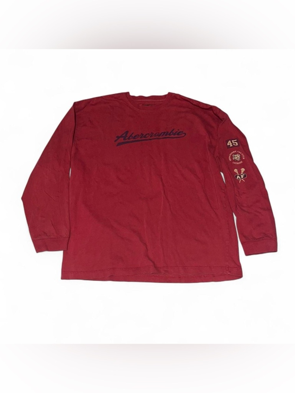 Vintage 90s Abercrombie & Fitch Lacrosse Long Sleeve T-Shirt Red